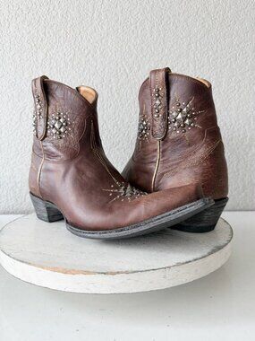 Old Gringo STELLETTA Short Brown Studded Cowboy Boots Womens 11 Snip Toe Ankle